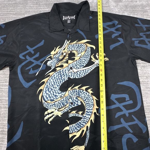 Steve & Barry's Club Shirt Casual Button Down Black Dragon Y2K Tattoo Mens 2X - Picture 6 of 9